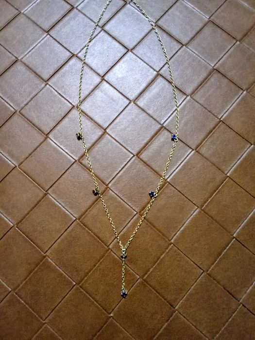 Colar de Prata Banhado a Ouro com Safira