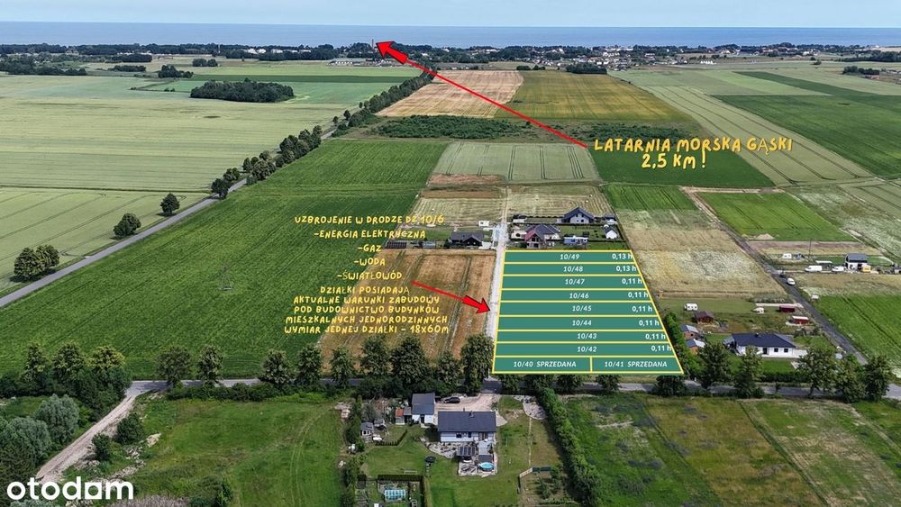 Działki budowlane  m. Śmiechów  położone 2,5 km od plaży w Gąskach.