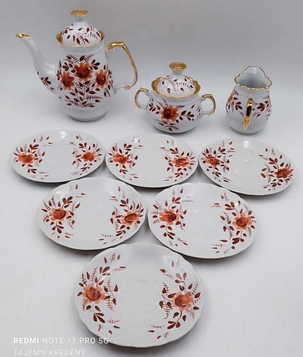 Serwis kawowy Macedonia Włocławek ręcznie malowany Borucki