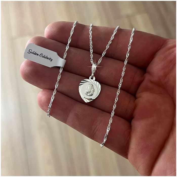 Piękny Damski Łańcuszek Z Medalikiem Maryja + Grawer Prezent Na Dzień
