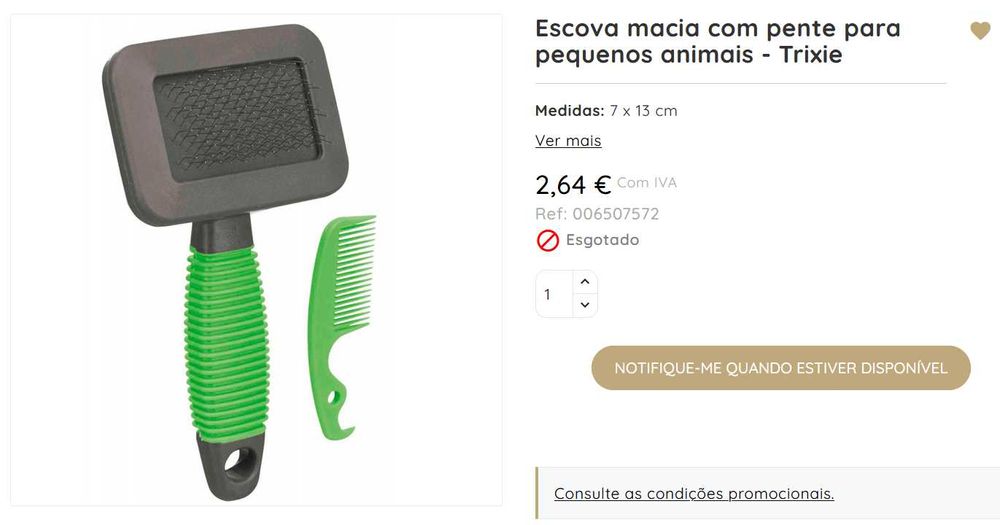 Escova cardadeira macia sem pente para pequenos animais