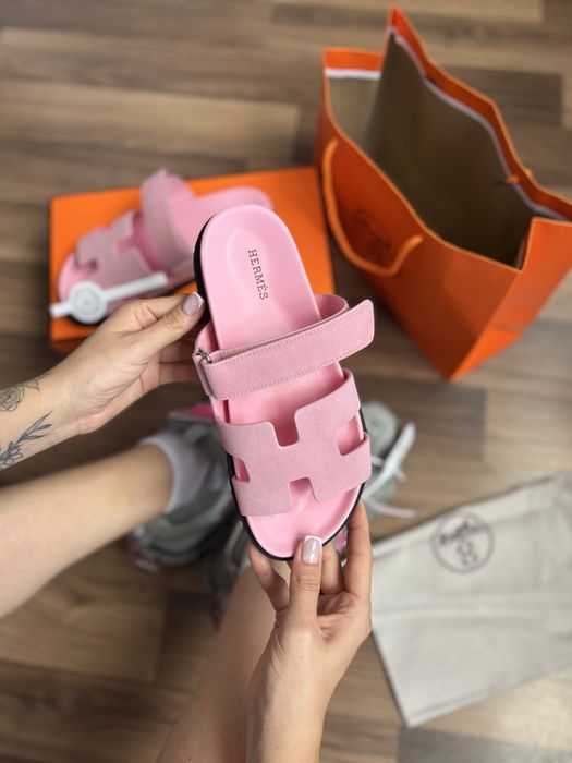 Жіночі тпочки Hermes Chypre Slippers Black Brown Pink
