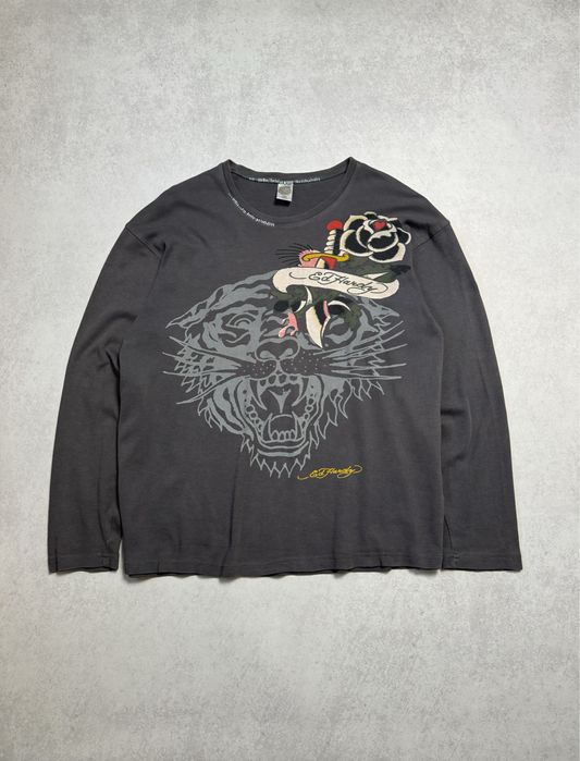 Лонгслив Ed Hardy made in USA женский Y2K с тигром (оригинал)