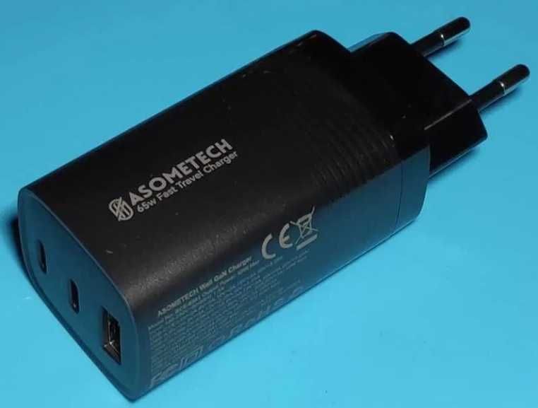 Якісний зарядний пристрій GaN 65W ASOMETECH GaN 65W(2 Type-C)+провід