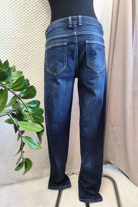 Granatowe samskie spodnie jeansowe proste wysoki stan r. XL 42