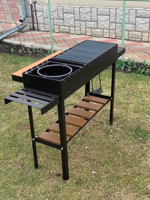 Великий мангал з решіткою та підставкою метал 5 мм ВСЕ В КОМПЛЕКТІ