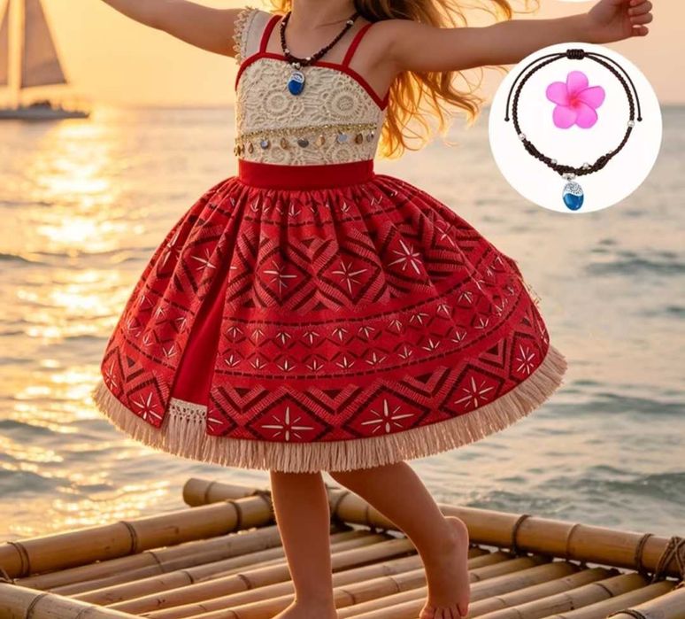 3w1! strój Moana Vaiana + akcesoria! r. 110 przebranie bal