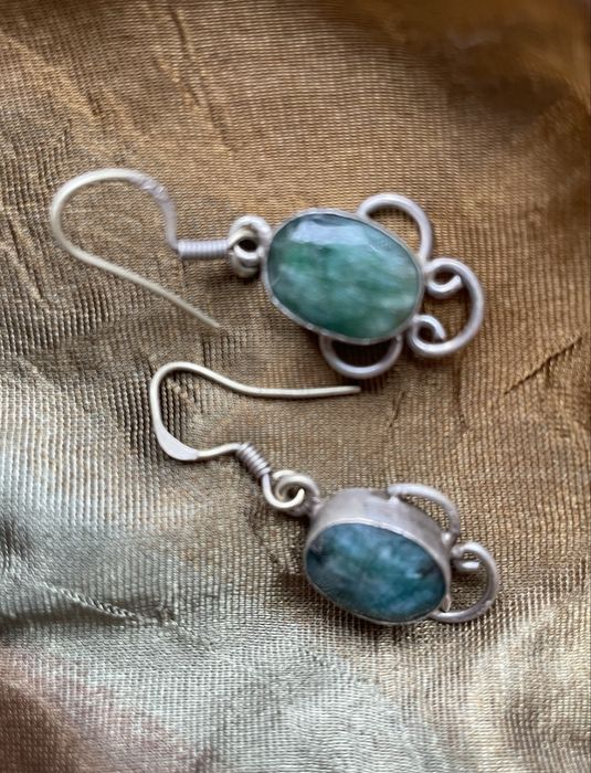 Сережки з смарагдом срібло вінтаж