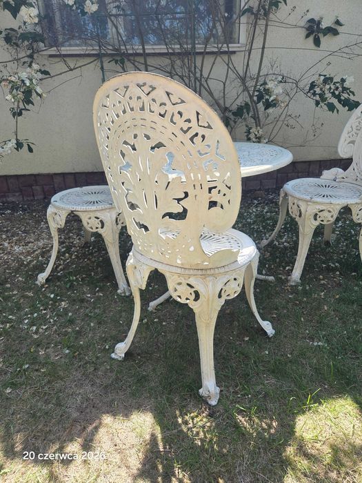 krzesła aluminiowe ogrodowe zestaw stolik