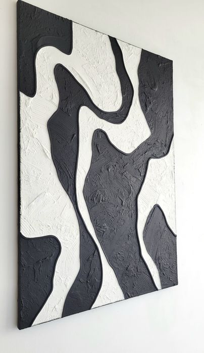 Obraz strukturalny 70x100cm biało-czarny