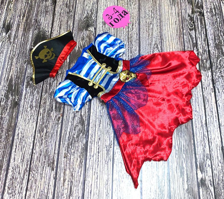 Новогодний костюм Пиратка для девочки 3-4 года, 98-104 см