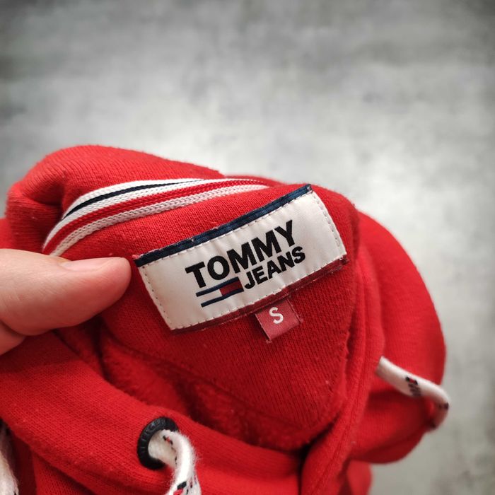 MĘSKA Bluza z Kapturem PREMIUM Hodie Tommy Hilfiger Jeans Czerwona Haft