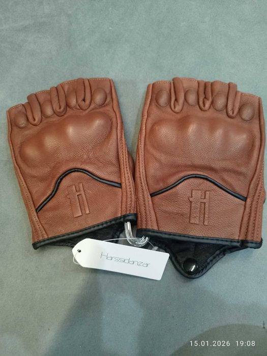 Harssidanzar Męskie rękawiczki rozmiar S bez palców z koziej skóry