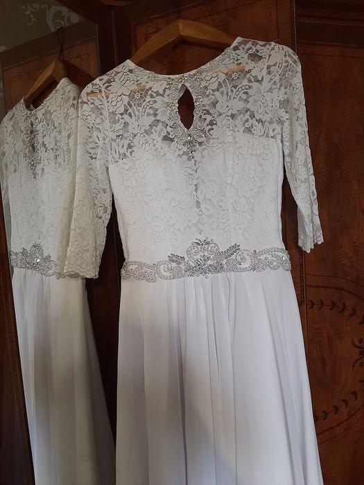 Свадебное платье В ИДЕАЛЕ в камнях с рукавом 46 48