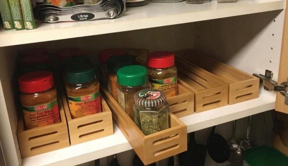 SAUNNIHEN Bambusowy organizer na przyprawy - 2 sztuki