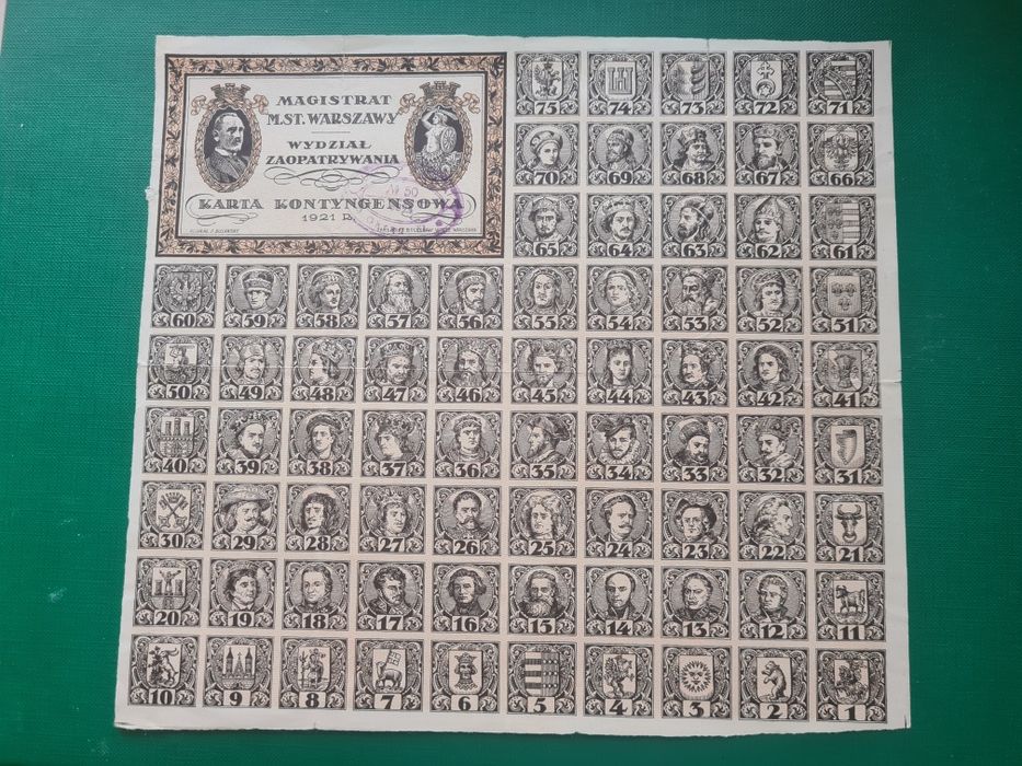 Sprzedam Kartę Kontyngensową z 1921r, gratka dla kolekcjonera