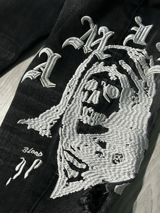 Spodnie jeansowe slim fit amiri drip haft
