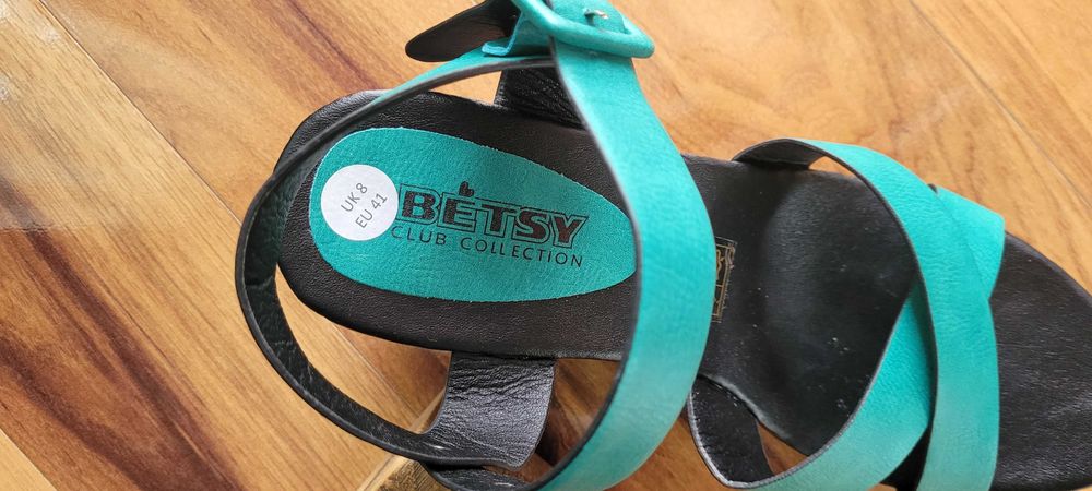 Turkusowe sandały na koturnie  eco-skóra  Betsy, roz 41