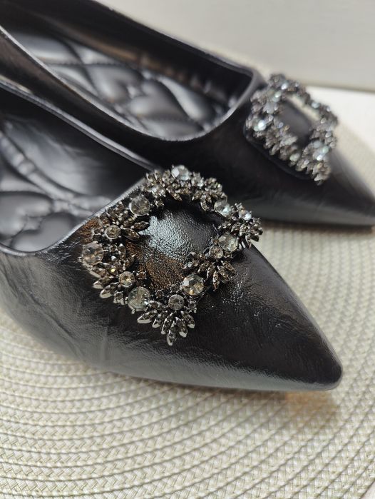 Stylowe balerinki kolor czarny  duży rozmiar 43 44 XL XXL