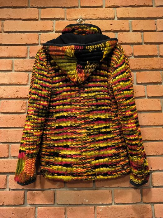 Kurtka Wełniana Wełna Nepal Sweter Rozpinany Gruby Zimowy Kolorowy