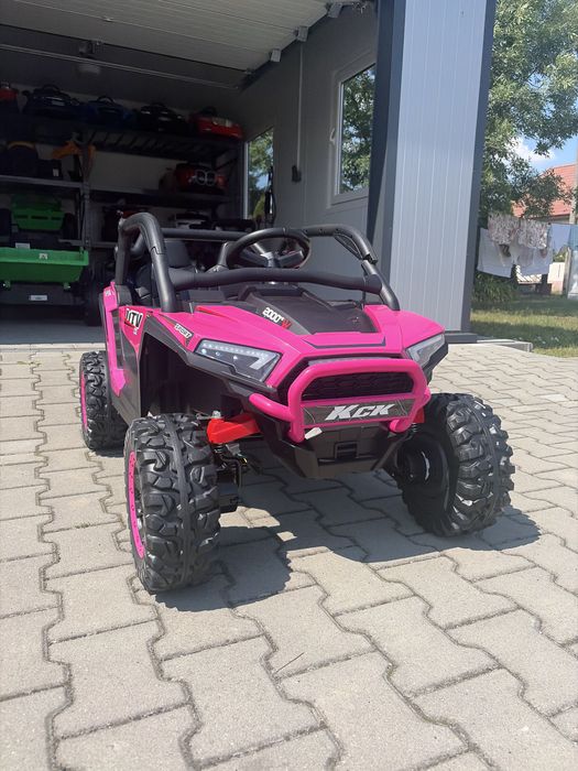 Auto Pojazd Na Akumulator 24V Buggy 4x4 KCK 4x70W MP3 LED Skóra Pilot EVA Różowy