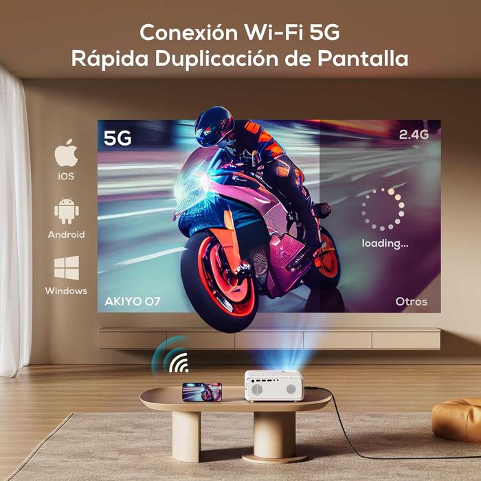 Projetor portátil 5G WiFi Bluetooth com tripé