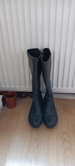 Kozaki Ecco skóra naturalna nieprzemakalne. .Buty na koturnie. roz.37