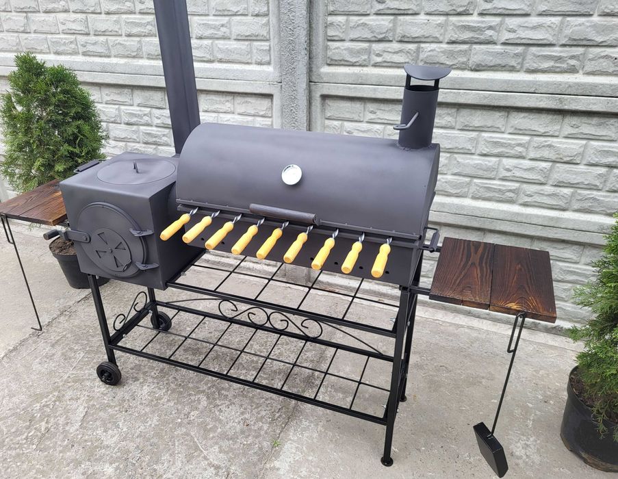 УСИЛЕННЫЙ! -17%! 3/5 мм! Мангал коптильня с печью под казан