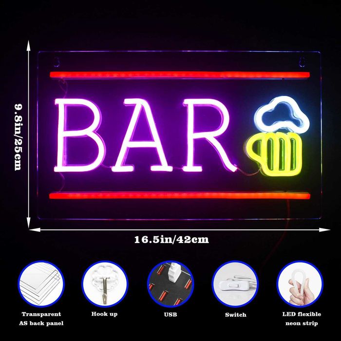Reclame Luminoso Decorativo com Iluminação LED Néon em Base de Acrílico - Carregado por USB - Diferentes Frases e Temas