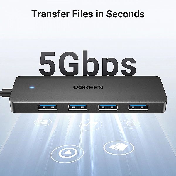 HUB Ugreen CM219 z 4 portami USB-A 3.0 i kablem USB-A 3.0 - czarny