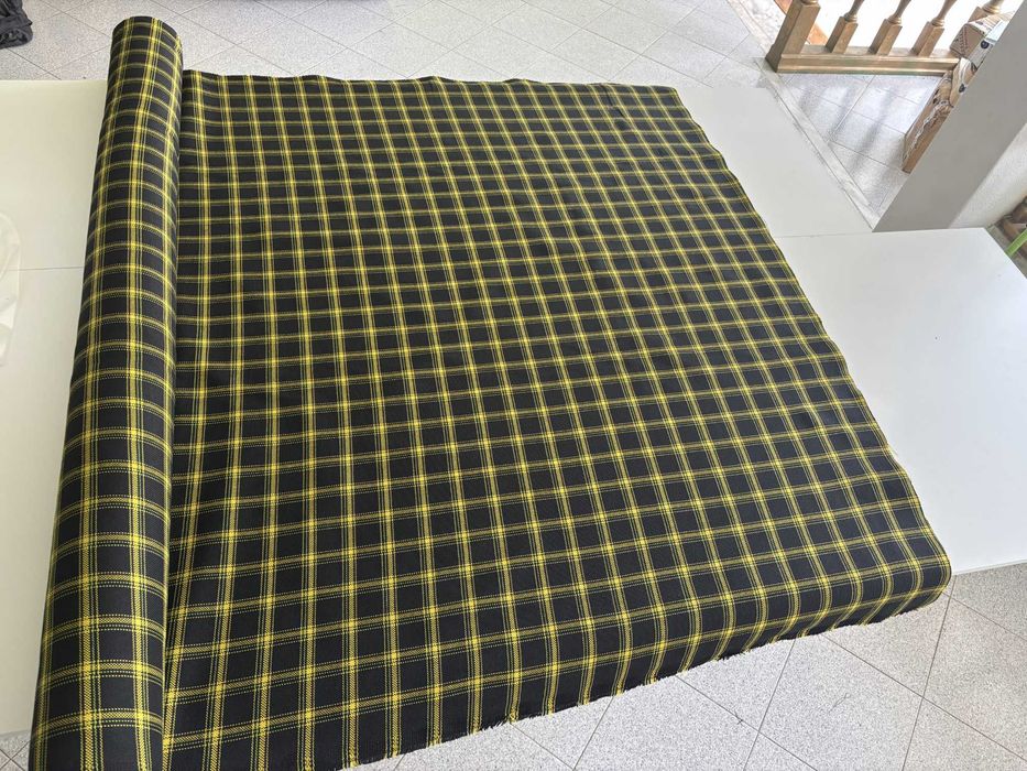 Tecido Tapeçeira Golf GTI MK1 Plaid Amarelo 150x100cm