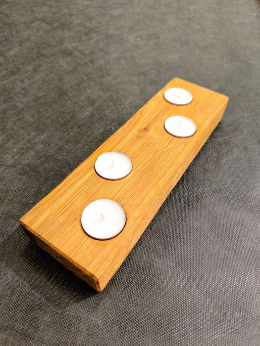 Świecznik dębowy satynowany i olejowany HandMade rękodzieło