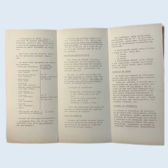 Folheto ISCTE Folha de Informação Utilizadores 1990