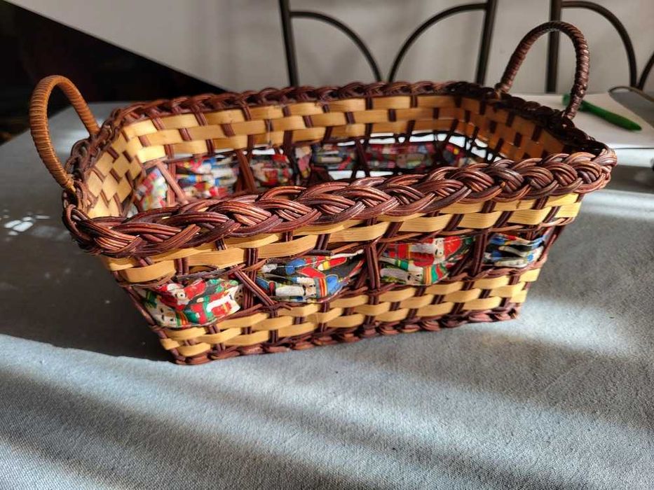 Wicker and Fabric Basket64376378499074124