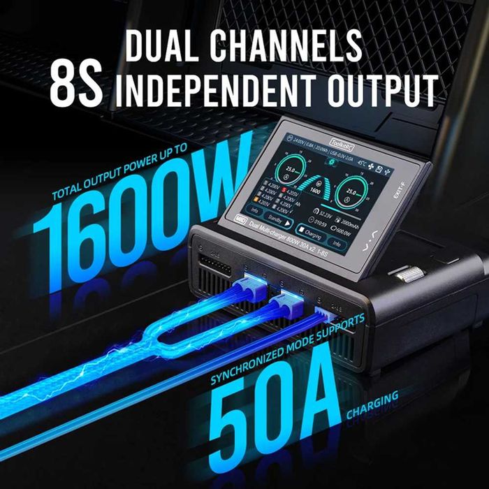 FPV SET Зарядний пристрій ToolkitRC M8D + ADP750 1-8S DC 1600W AC 750W