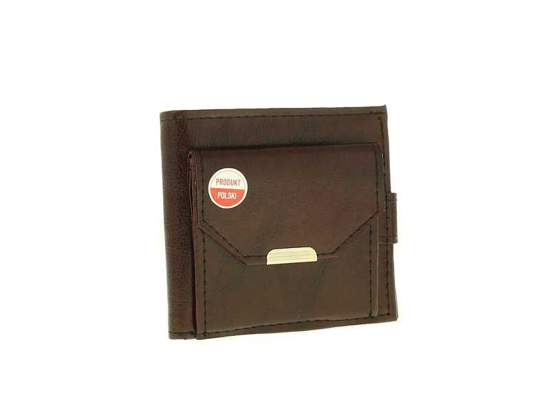 Skórzany portfel męski banknotówka bilonówka brązowy mały pojemny