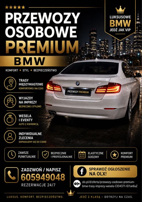 Przewozy osobowe PREMIUM BMW | Trasy | Imprezy | Wesela