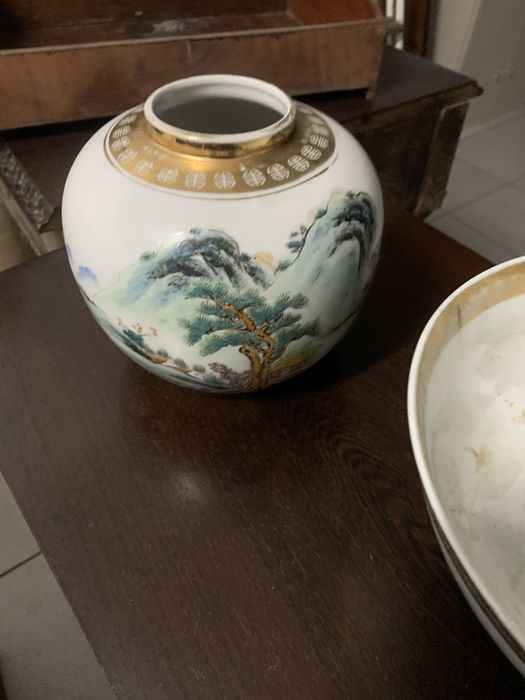 Conjunto jarrao e taça em louça