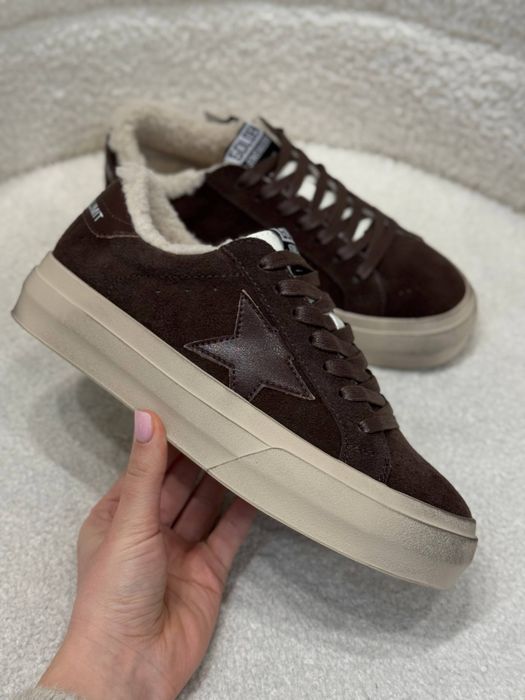 Кеди утепленні Golden Goose в коричневому кольорі натуральні без — zdjęcie 3