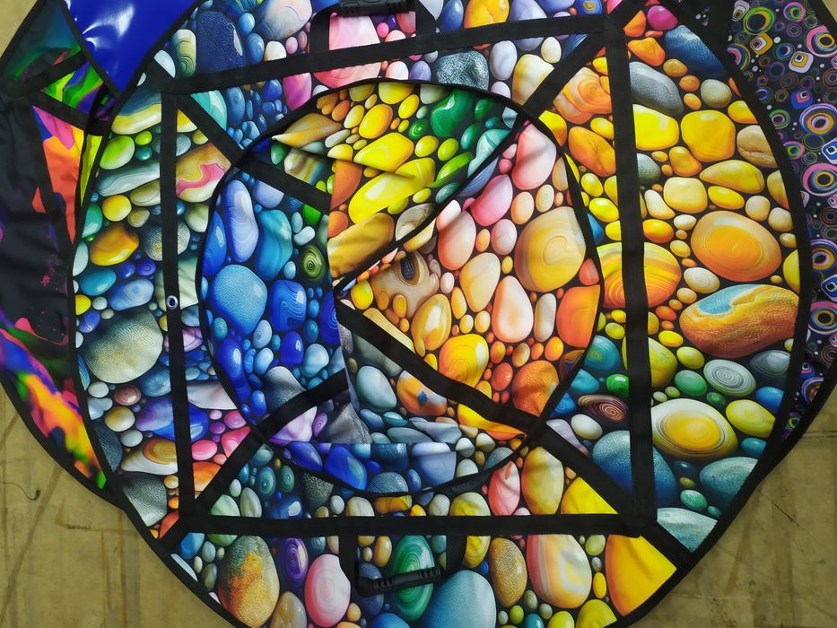 Тюбінг надувний 120 см з принтом та камерою у комплекті,для снігу