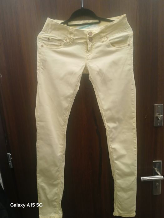 Spodnie damskie bawełniane żółte rozm.38