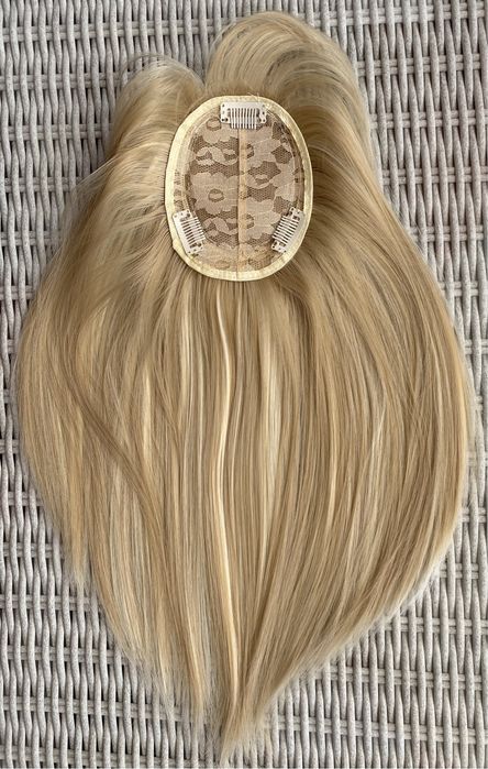 Premium Ultra włosy doczepiane, topper, tupet, blond, pasemka 343.