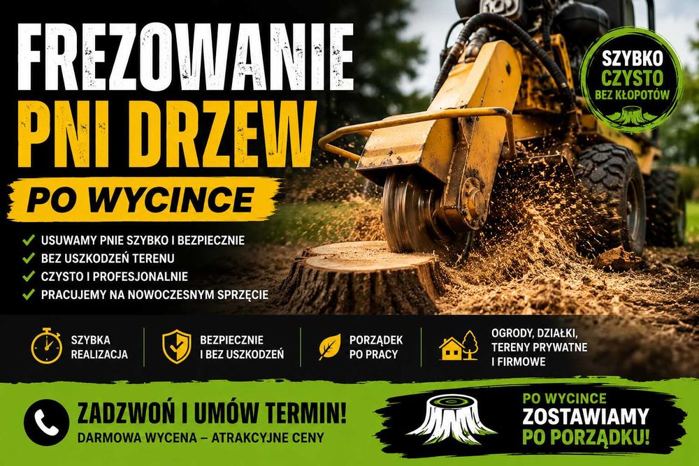usługi frezowanie pni drzew