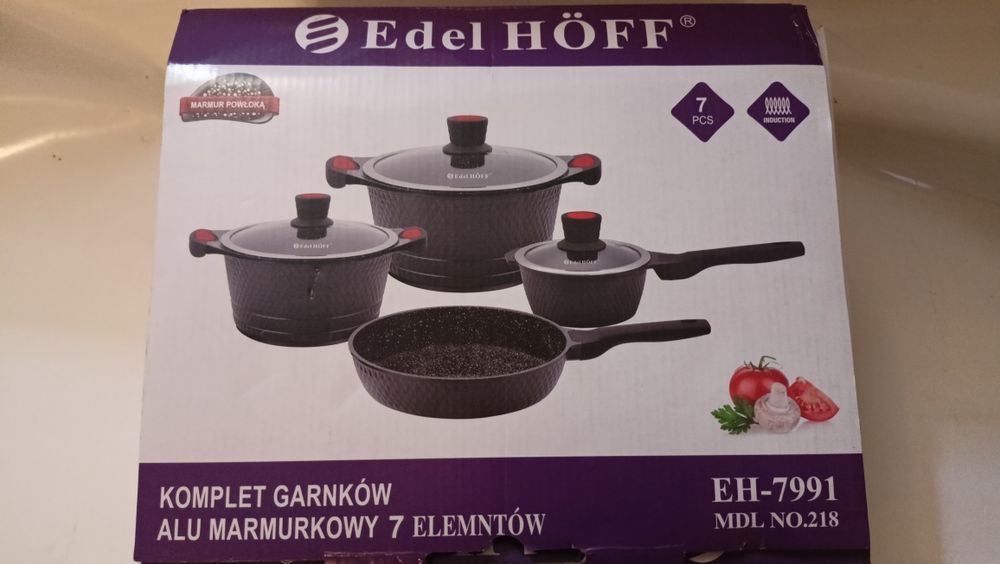Kpl garnków Edel HOFF  alu marmurkowy 7 elementów