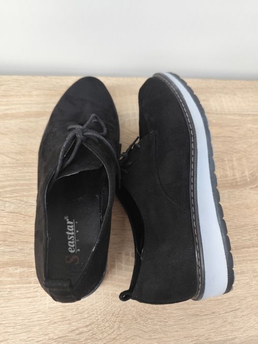 Półbuty damskie zamszowe na platformie Seastar Blue r. 40