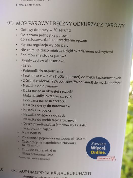 Mop parowy i  ręczny odkurzacz parowy
