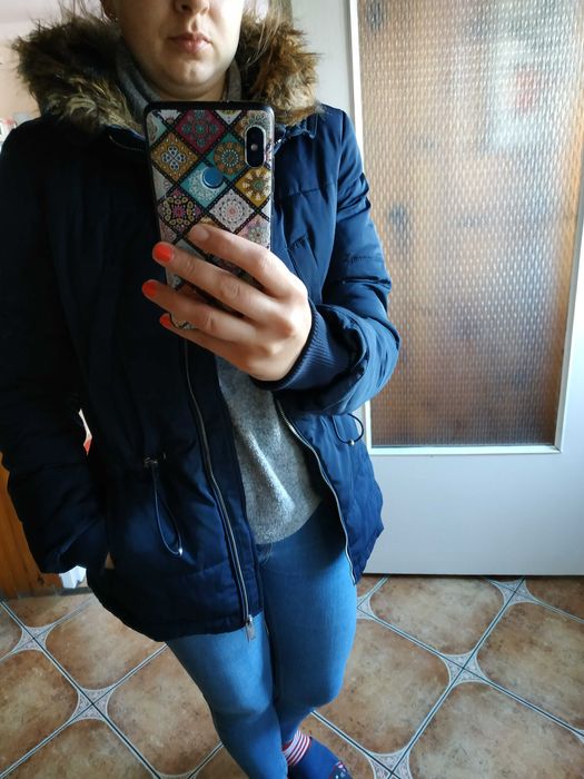Zimowa kurtka H&M parka przedluzana ciepla