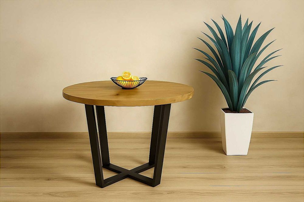 Stół Dębowy Okrągły LOFT, 100% Lite Drewno, Różne Wymiary, Rozkładany.