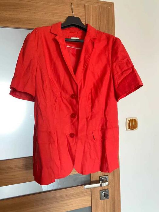 Żakiet krótki rękaw czerwony rozm. XL damski C&A