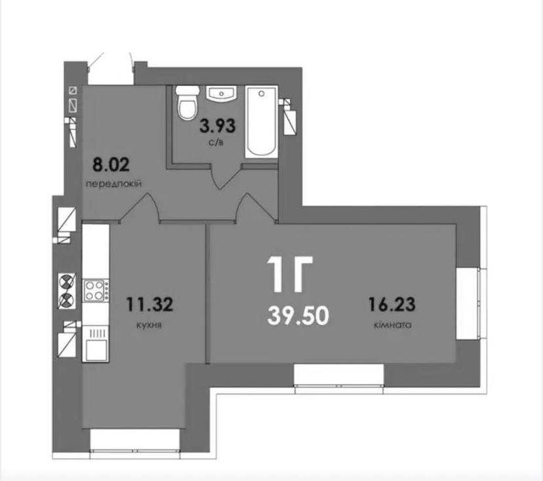 Простора однокімнатна квартира з початковим ремонтом, 2 поверх